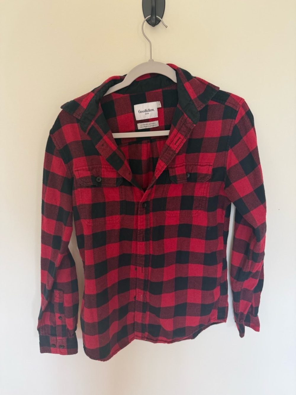 Goodfellow & Co Red and Black Plaid Button-Down Shirt